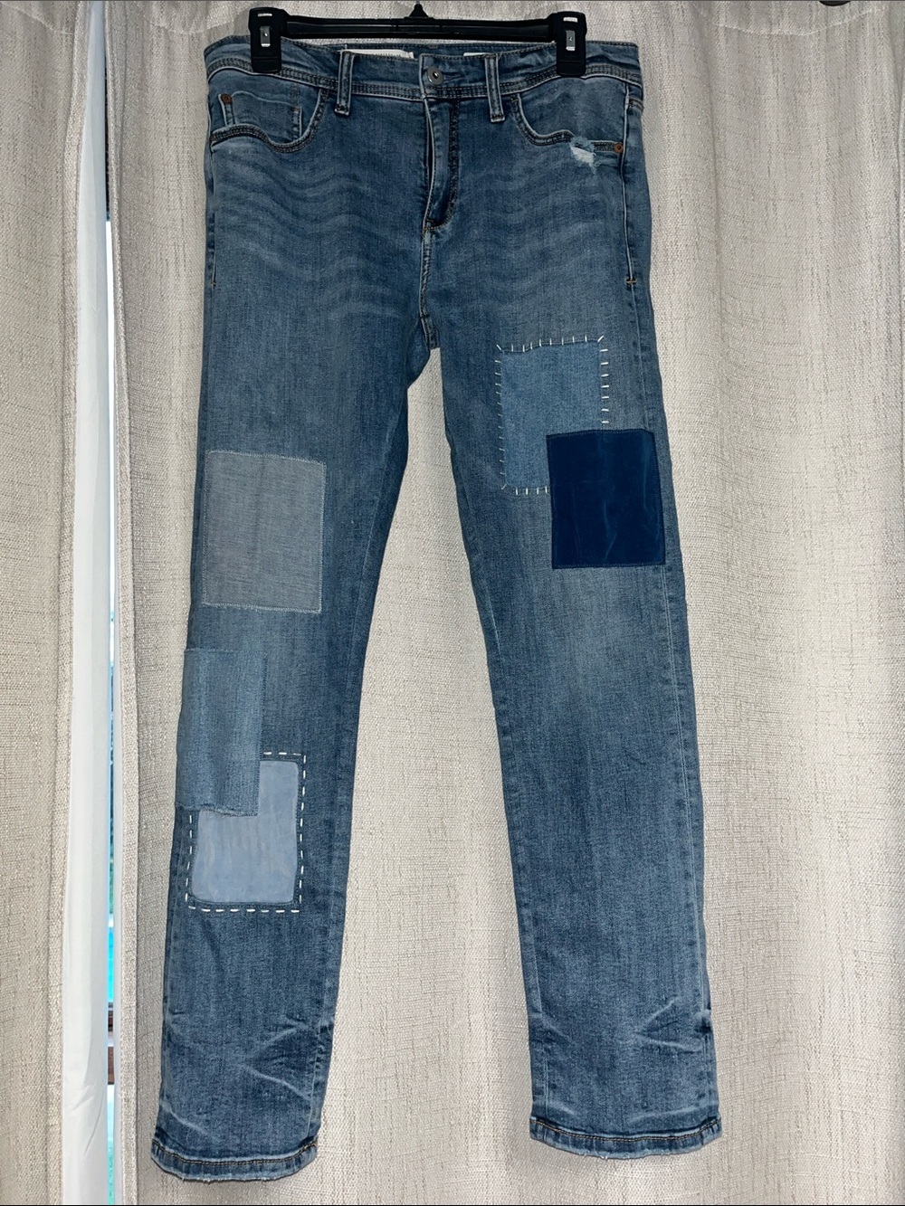 Anthropologie Patchwork Denim Jeans in Blue